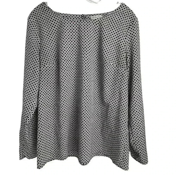 Merona Women's XL Black Pink Geometric Long Sleeve Scoop Neck Blouse - Picture 1 of 11